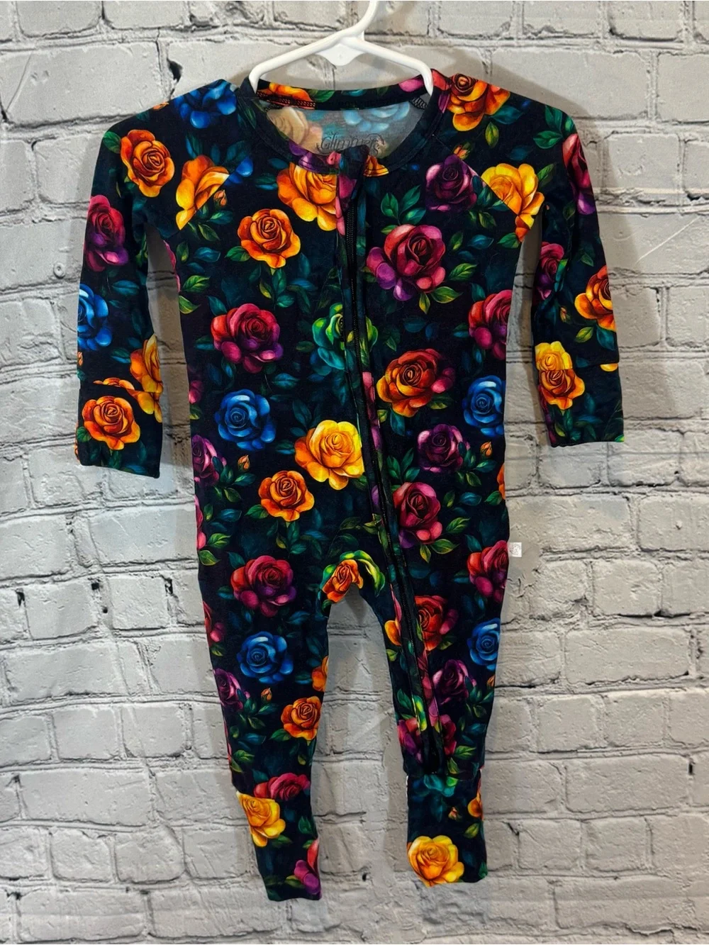 Glimmers Rose Pattern Bamboo Zippie Romper